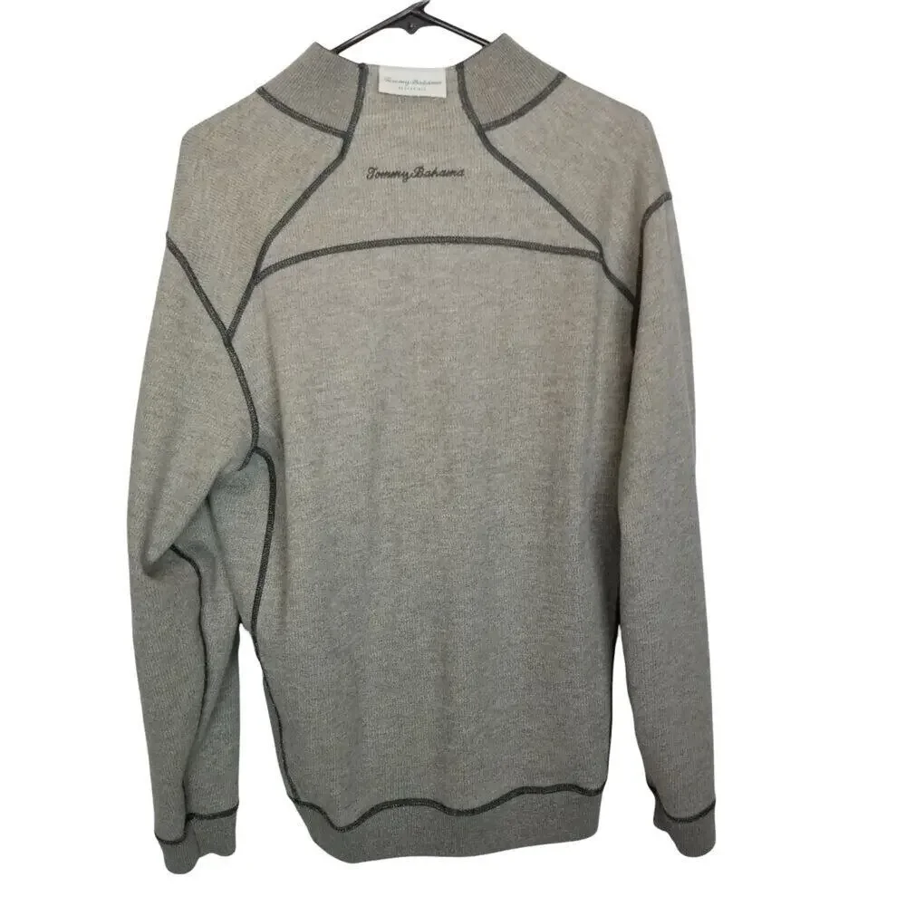 Tommy Bahama Mens Pullover Reversible Sweater Size L Minimalist 1/4 Zip Preppy